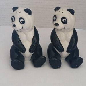 Vintage Happy Panda Bear Salt and Pepper Shakers